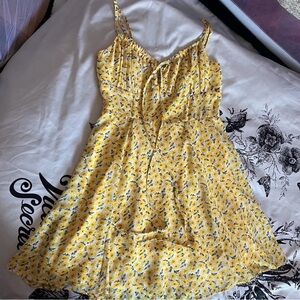 Papaya yellow floral sundress • S • coquette / cottagecore